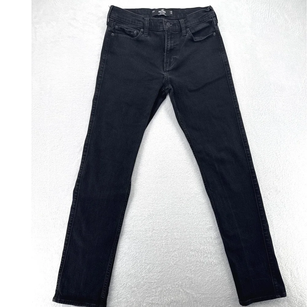 Hollister Mens Slim Straight Jeans 30x34 Actual 30x31 Black Stretch Denim